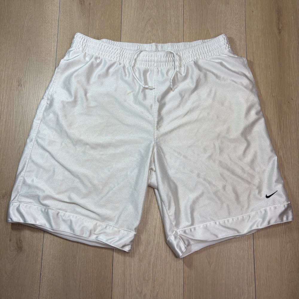Nike Vintage Y2K Gray Tag Dazzle Athletic Basketball Shorts White Mens XXL Hoops